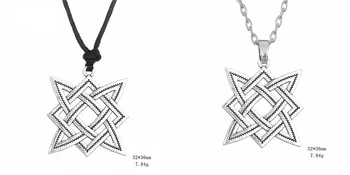 

10PCS Ancient Silver Vintage Ethnic Talisman Necklaces Amulet Statement Men Square Star Pendant Necklace Gift Jewelry