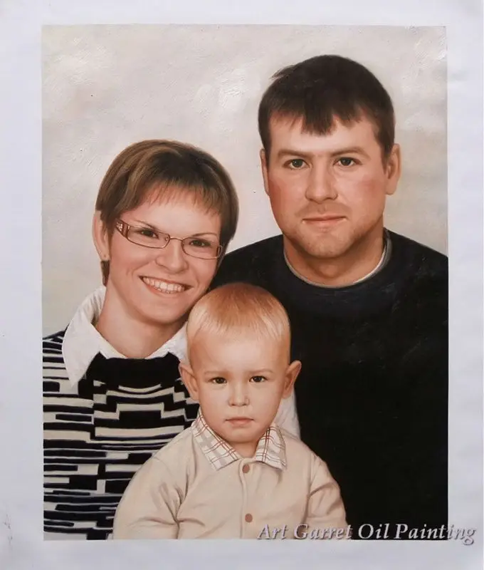 

High quality hand-made portrait oil painting from photo people painting family portrait paintings Free shipping