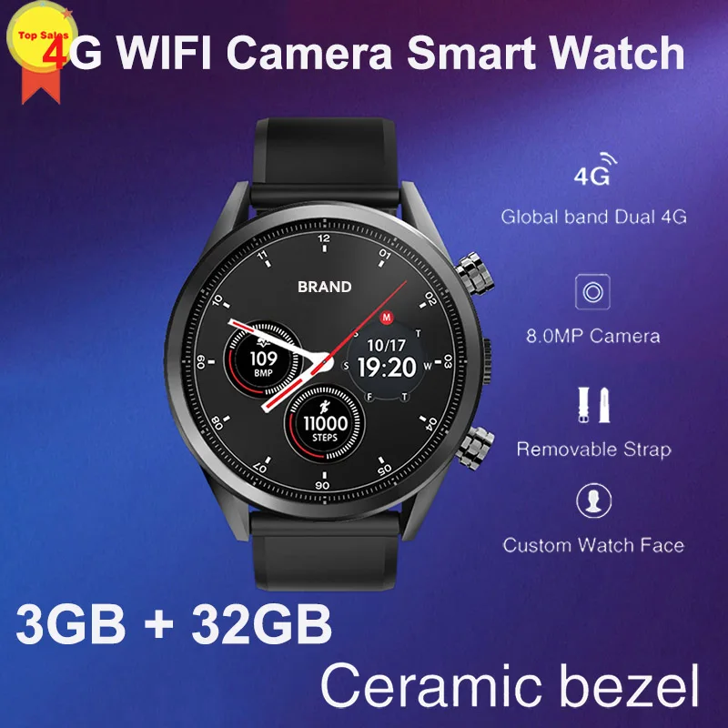 Android7 OS smart phone call watch 2019 HD 8MP Camera 3G+32G memory heart rate monitor GPS watch sports watch WIFI 4G Smartwatch