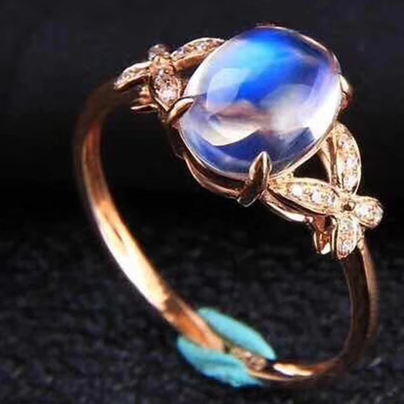 VVS ранг натуральный лунный камень кольцо для женщин 6 мм* 8 мм Высокое качество лунный камень серебряное кольцо 925 серебряный с лунным камнем кольцо для помолвки