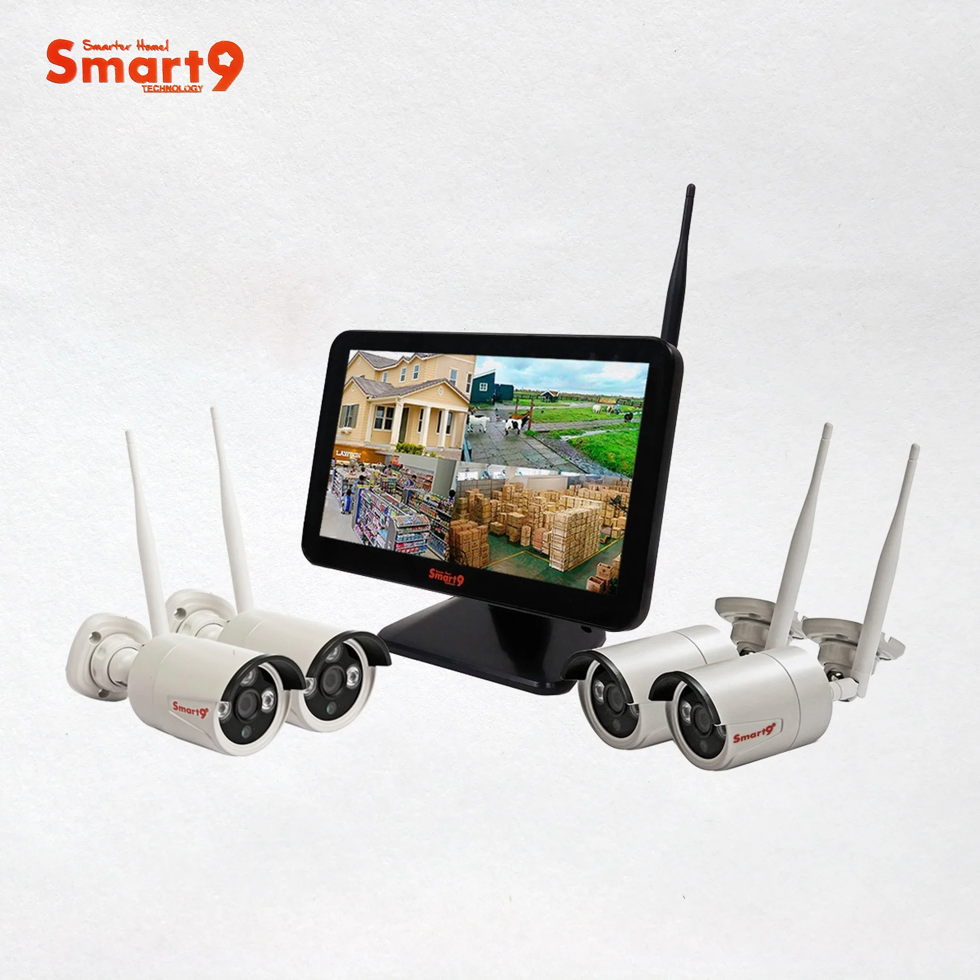 

Smart9 Full HD 1080P 12inch Wireless LCD NVR KIT, Home Security System, H.265 CCTV Surveillance