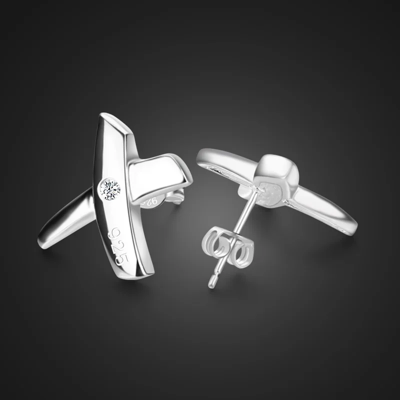 

New Fashion Design 1 Pair Cool Punk Men's 925 sterling silver geometry Earring silver Ear Stud men woman Couples jewelry gift