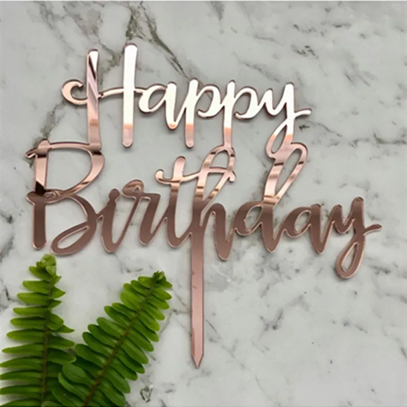 

5pcs rose gold cake topper happy birthday cake topper birthday party decoration