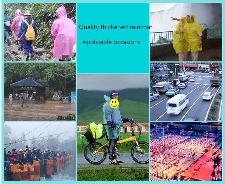 4.Raincoat Plastic EVA Thick Rain Coats Rainwear Rain Poncho Universal Waterproof Touring Hiking Hooded Schoolbag Raincoats Long rain jacket