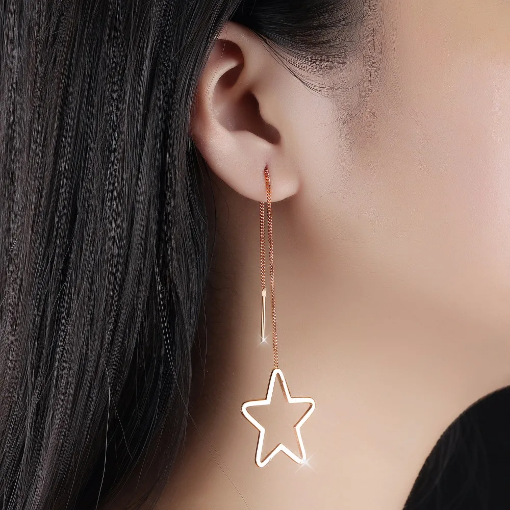 

Rose Gold Hanging Chain Earrings in Stainless Steel Geometric Earrings