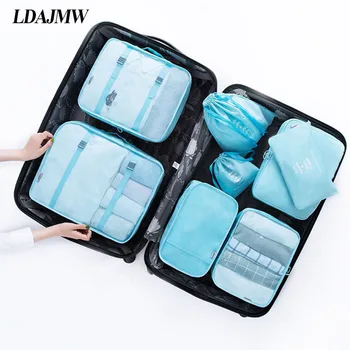 

LDAJMW 8 PCS Travel Storage Bag Set Waterproof For ClothesTidy Organizer Pouch Suitcase Home Closet Divider Container Organiser