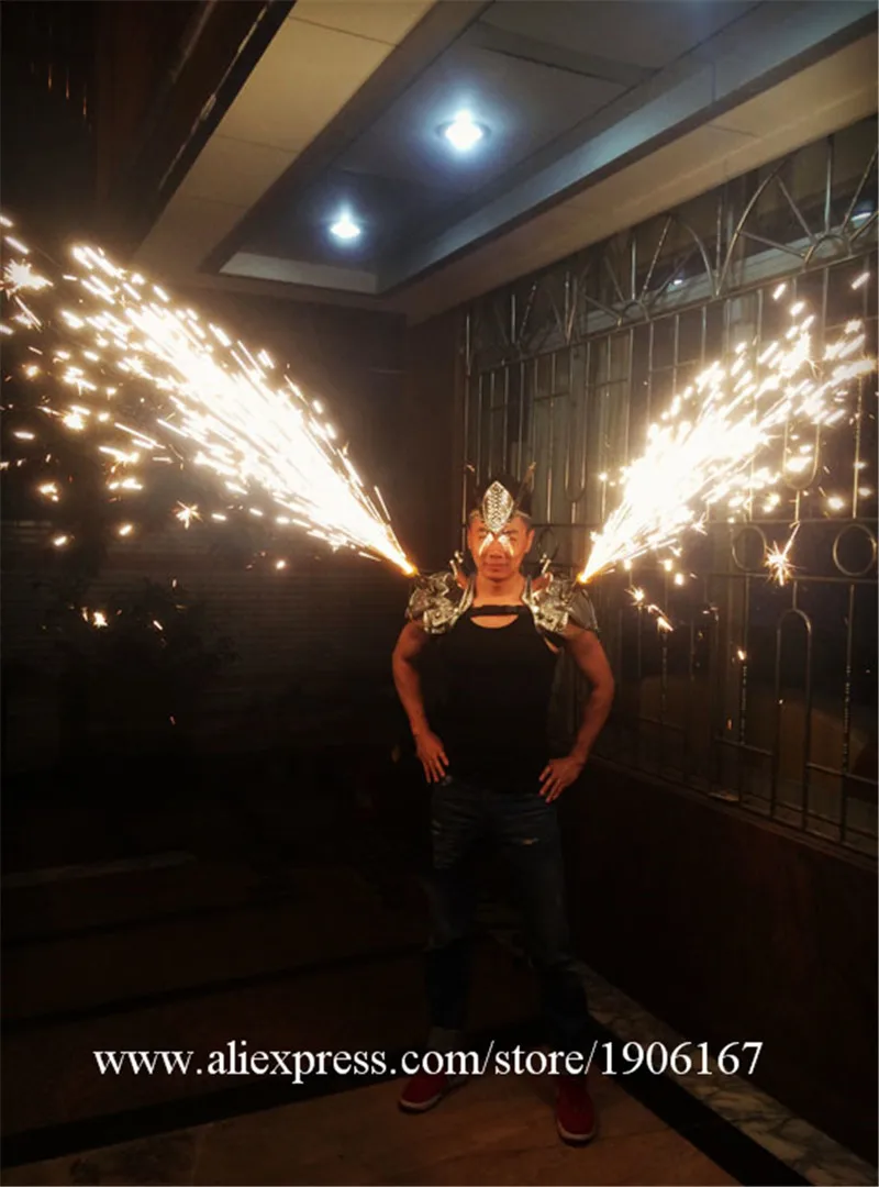  Silver dance bar shoulder wears Singer cold fireworks clothing party dj disco ballroom mirror led light costumes supplies09