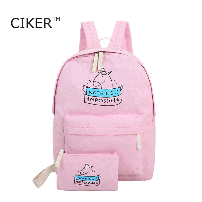 CIKER women canvas font b backpack b font fashion cute travel bags printing font b backpacks