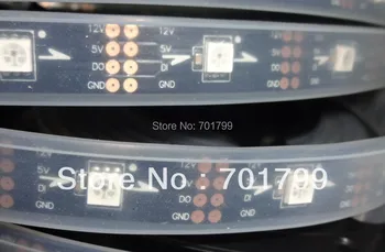 

5m DC12V INK1003 led pixel strip,IP68,30pcs1002led(5050 RGB with built-in INK1003 IC)/M with 30pixels;BLACK PCB, in silicon tube