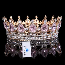 Venta caliente de la Nueva Moda Elegante Rosa de Cristal corona Nupcial Tiaras de Oro clásico para Las Mujeres de pelo de La Boda accesorios de la joyería