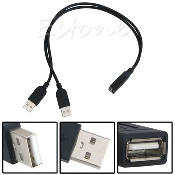

New USB 2.0 FeMale to 2 Dual male Jack Y Splitter Hub Cord Adapter Cable 30cm