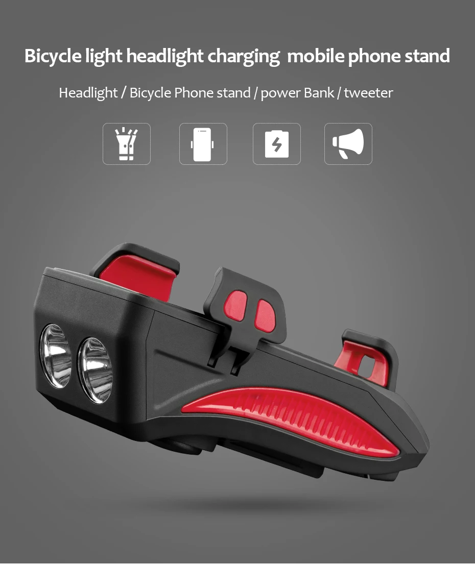 Cheap CoolChange Bike Light Cycling Alarm Bell Smart phone Mount Stand Bicycle Lamp Stand 2000/4000mAh Power Bank Bicycle Front Light 0