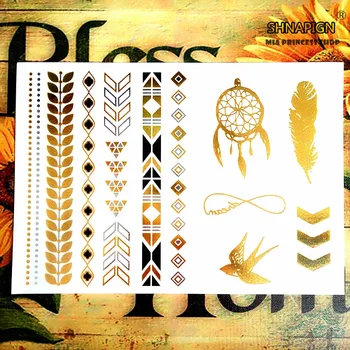 

SHNAPIGN 24 style Temporary Tattoo Body Art,Golden Swallow Feather Designs,Flash Tattoo Sticker Keep 3-5 days Waterproof 21*15cm