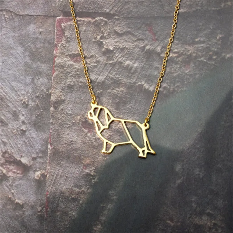 

Origami Cavalier King Charles Spaniel Dog Pendant Choker Necklace Pet Jewelry