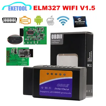 

V1.5 ELM327 WIFI PIC18F25K80 Works Diesel Cars Supports OBDII Standard Protocols ELM 327 WIFI Android/iOS/PC Carton Box
