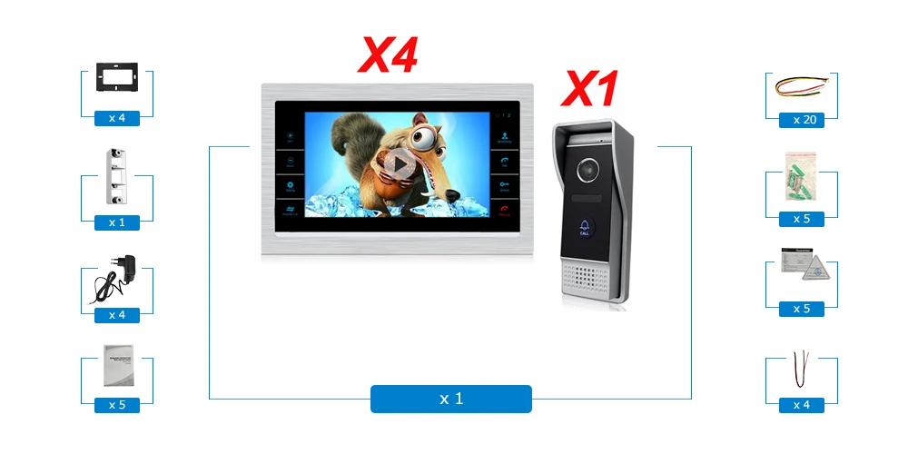 720P AHD video intercom 1-4