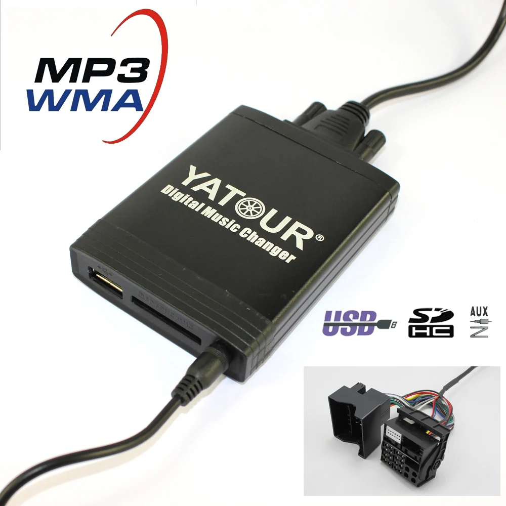 

Yatour YT-M06 Car digital music changer For Renault VDO / Blaupunkt quadlock 12pin fakra 2009+ YT-M06 Car USB MP3 SD AUX adapter