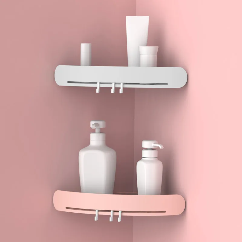 

Nordic Style Bathroom Rack Suction Wall Type Free Punching Corner Triangle Storage Basket Kitchen Home Bathroom Accessories