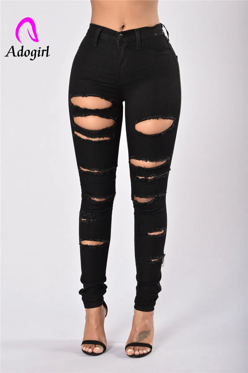 black multi ripped jeans