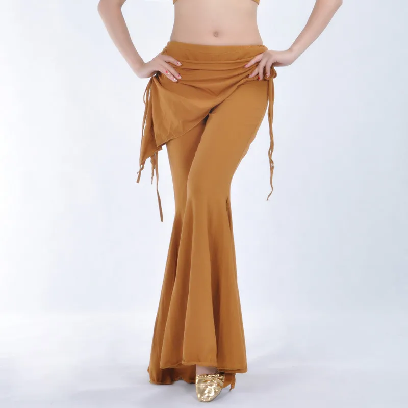Этническая Одежда для танцев живота Женская высокая талия расклешенные брюки тренировочные брюки плюс размер женские брюки для танца живота - Цвет: Brown