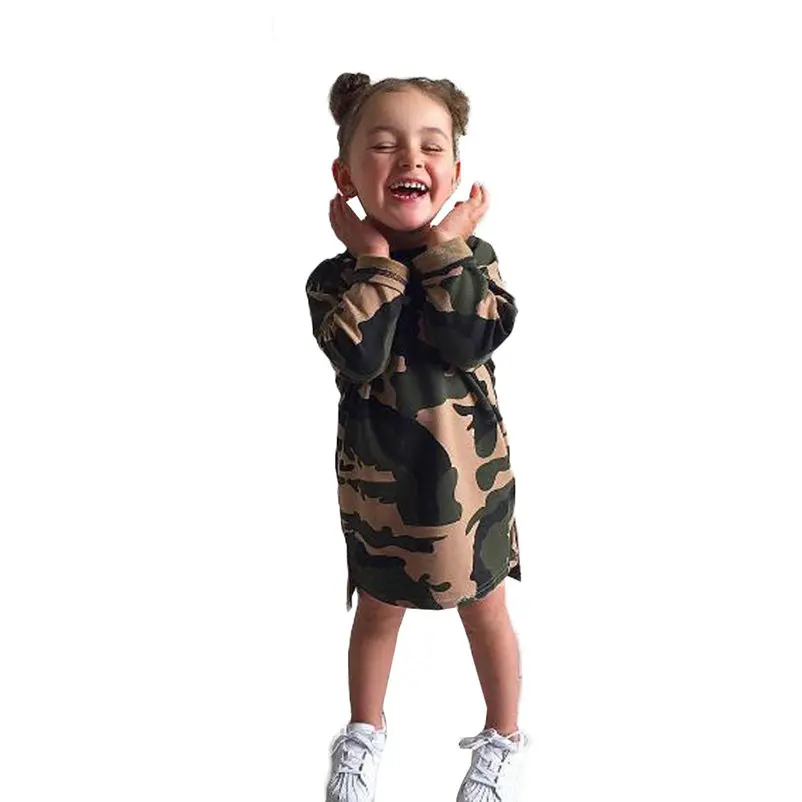 mini camouflag baby girls dress fashionable long sleeve cool girl dress for toddler girls causal conjunto menina 4OT1 (4)