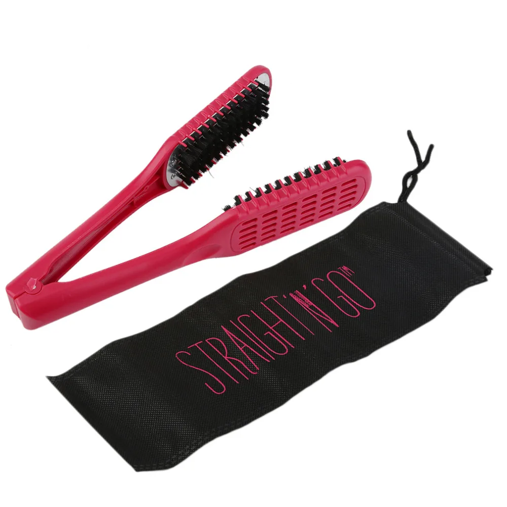 Ceramic Straightening Double Sided Brush Comb Clamp Hair Hairdressing