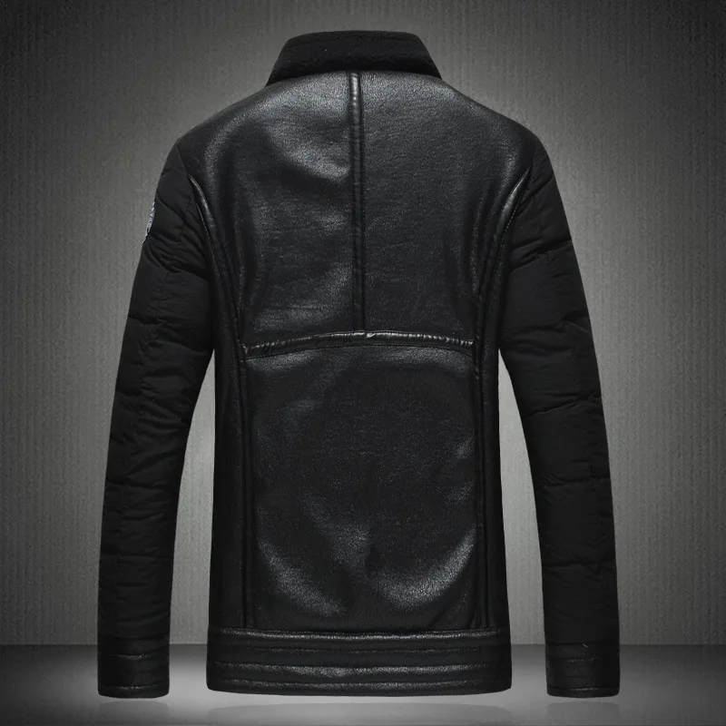 Мужская кожаная куртка NewBang черная мотоциклетная с мехом 4XL 5XL|mens fur coat|brand leather jacket