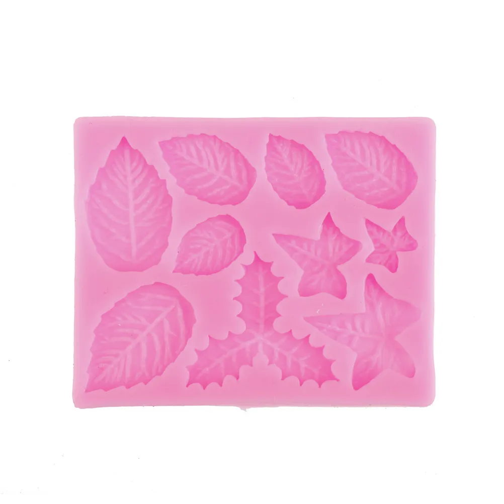Maple Rose Leaf Silicone Molds Cake Border Christmas Cupcake Fondant Cake Decorating Tools Chocolate Candy Clay Moulds