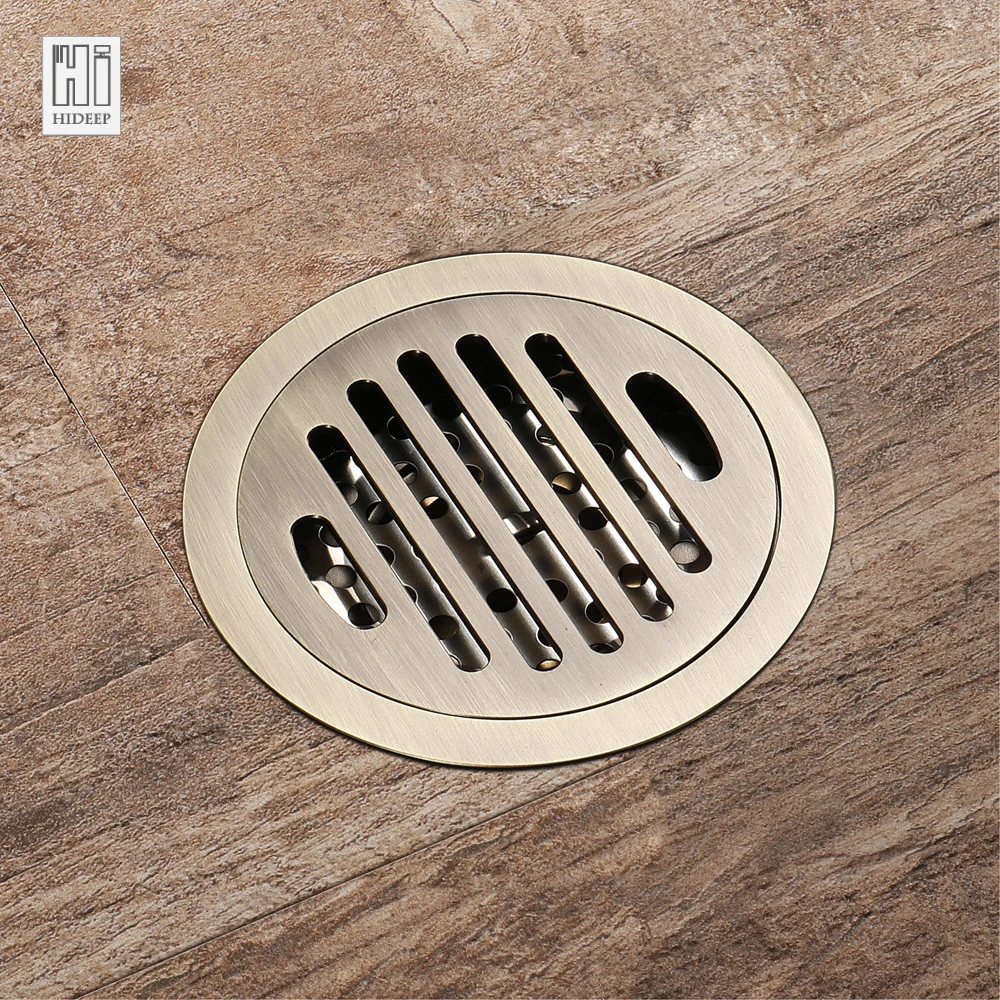 HIDEEP Round Floor Drain Grates Brass Deodorant Bathroom Shower Floor