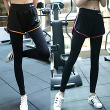 New Arrival Fake Two Piece Women Yoga Pants Fitness & Body Building Clothing Running Pants Workout Sportwear Free Shipping A092