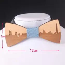 Свадебный галстук бабочка деревянная бабочка город Skyline для мужчин костюм рубашка галстук аксессуары для ювелирных изделий