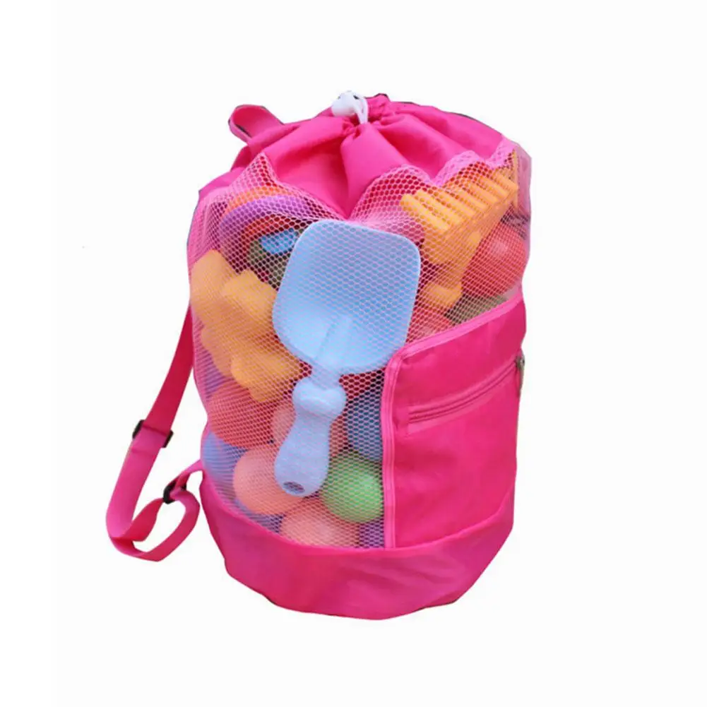 Портативные Детские сетчатые сумки для хранения на море, детские пляжные игрушки для песка, Сетчатая Сумка, водные развлечения, спортивная одежда для ванной, полотенца, рюкзаки - Цвет: Pink