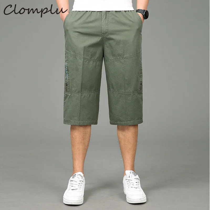 Clomplu шорты брюки для мужчин повседневный стиль хлопок короткие брюки Горячая Распродажа Мужская Летняя одежда удобные Мульти Карманы эластичные