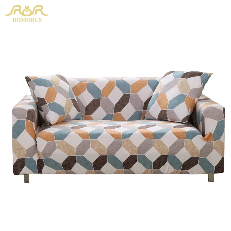 

ROMORUS Nordic Style Colorful Geometric Couch Covers Elastic Wrap 1/2/3/4 Seater Sofa Cover Corner Slipcovers Chair Sofa Towels