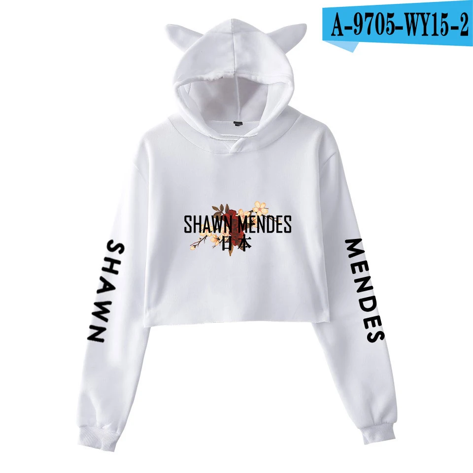 White Shawn Mendes толстовки с длинным рукавом, укороченный топ Kawaii, женская одежда для девочек, топы, толстовки, повседневное Пальто Harajuku Kpop размера плюс 2XL - Цвет: White