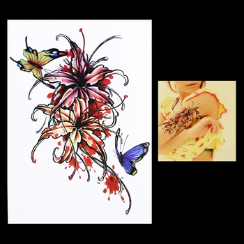 

Hot 1 Piece Women Men Body Art Temporary Tatoo HB317 Horrible Blood Flower Butterfly Style Design Tattoo Sticker Halloween's Day