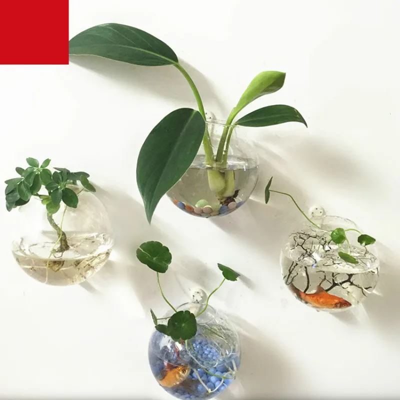 

Glass Vase Fish Tank Multi-purpose Transparent Wall Hydroponic Vase Glass Jewelry Aquarium Decoration