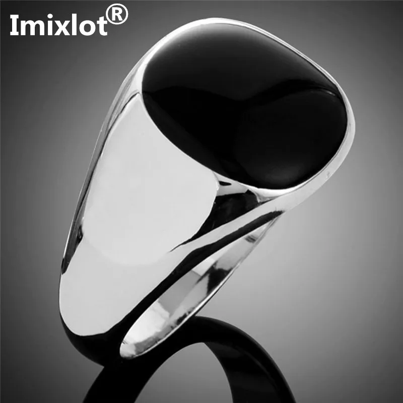 Imixlot черный круглый глянцевые металлическое кольцо для Для мужчин и женщин
