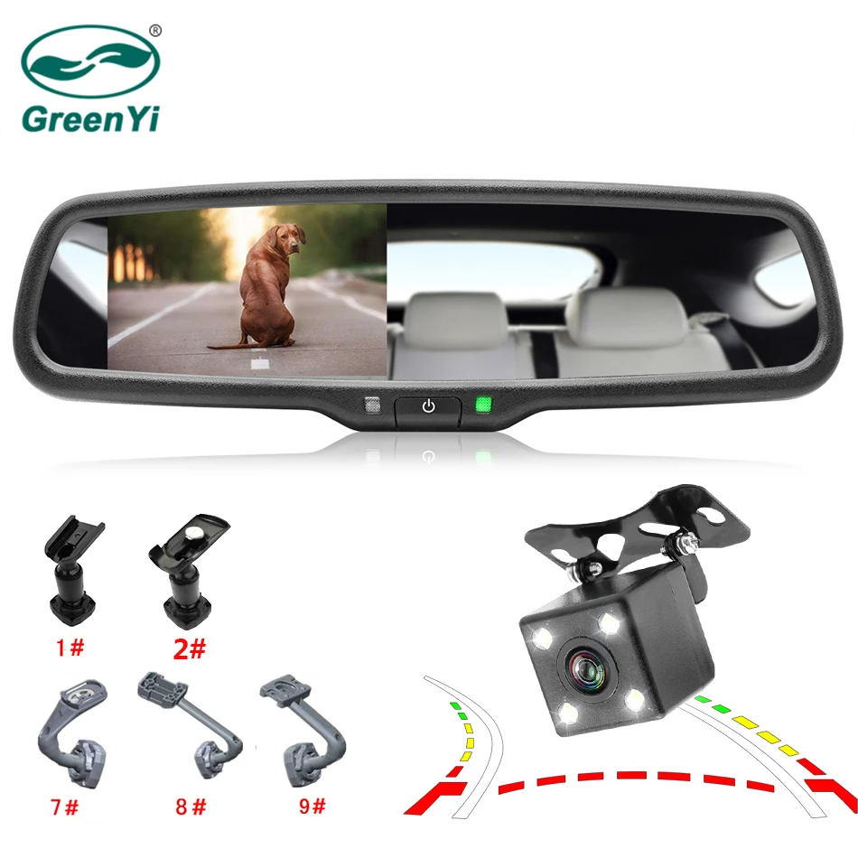 GreenYi 4 3 &quotзеркало заднего вида TFT монитор с оригинальным кронштейном + ночное