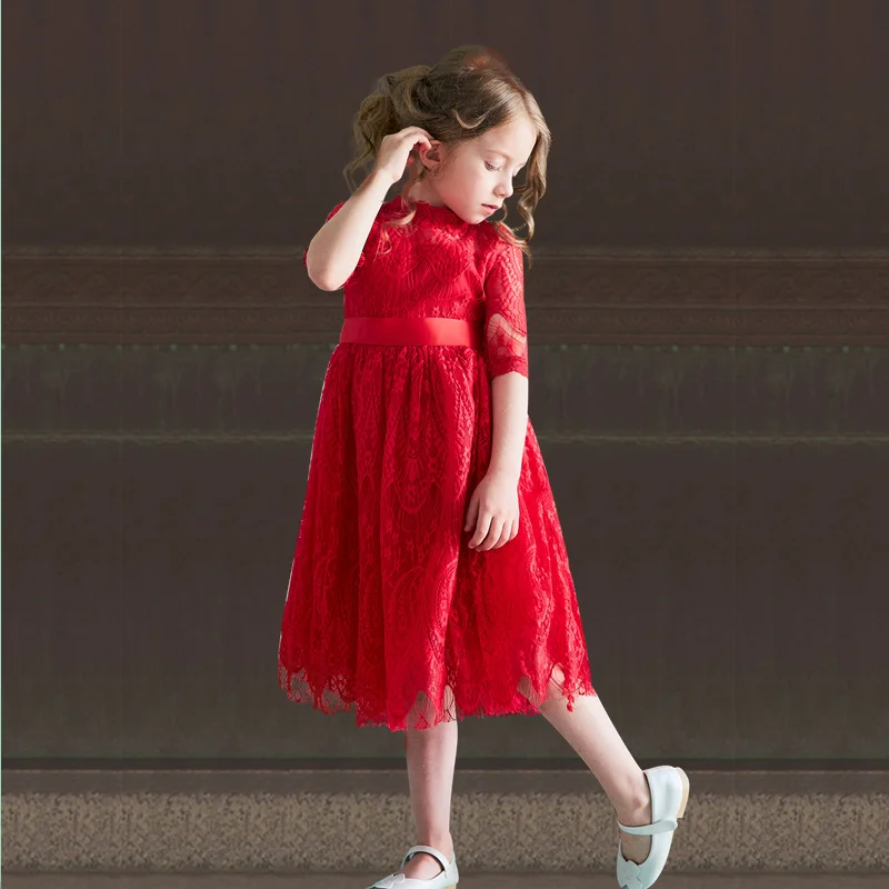 

Baby Girls Dress Flower Lace Hollow Princess Costume Kids Dresses for Girl Princess Summer Girls Party Wear Children Clothing