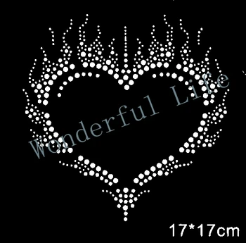

Free shipping Big hear love with dots many nice image Hot fix Rhinestone Motif Transfer Design
