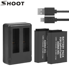 SHOOT 2 шт ASBBA-001 ASBBA 001 2720 мАч батарея для GoPro Fusion с двойным USB зарядным устройством для Go Pro Fusion 360 градусов Экшн-камера