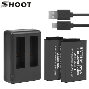 

SHOOT 2Pcs ASBBA-001 ASBBA 001 2720mAh Battery for GoPro Fusion with Dual USB Charger for Go Pro Fusion 360 Degree Action Camera
