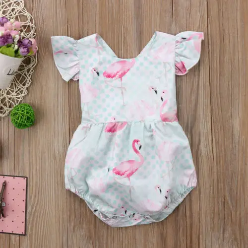 New Baby Girls Infant Flamingo Romper