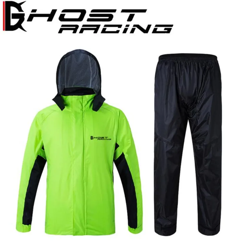 

GHOST RACING Motorcycle Jacket + Motorcycle Pants Riding Raincoat Breathable Waterproof Windproof Motocicleta Hood Rain Suit
