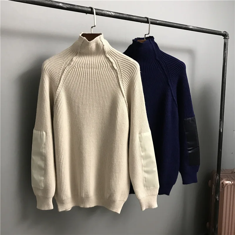 Nouveaux Chandail Roulé Semi Bar Hiver Pull 2018 Chaude Bleu Solide Vente kaki Col Couture Lâche BHqRwqZE