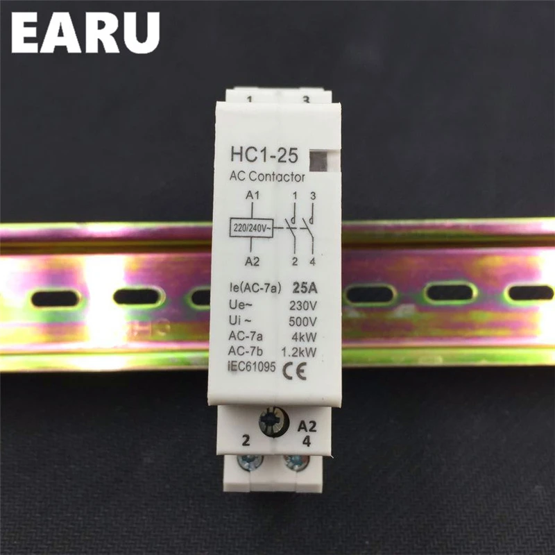 Din рейка 2P 25a 220 В/230 В 50/60 Гц AC контактор для дома Module 1NO 1NC + 2NO 2NC отеля тихий