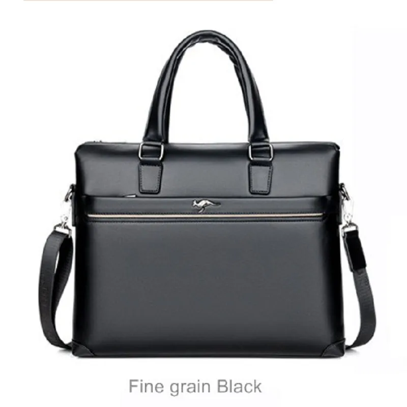 Мужские портфели для досуга, сумка для ноутбука, деловая сумка, качественная искусственная кожа, официальные рабочие сумки, Большая вместительная сумка, мужские сумки - Цвет: fine black