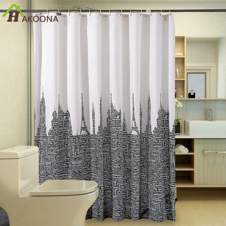 HAKOONA Alphabet Tower Bathroom Shower Curtain Hotel Blocking Sight