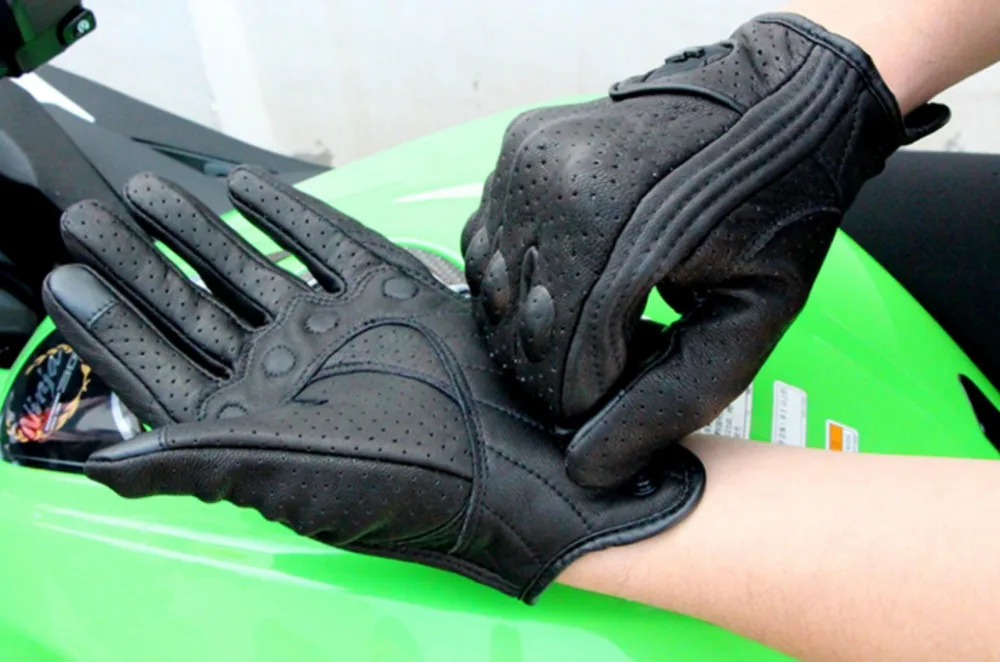 Мужская мотоциклетная винтажная кожаная перчатка с защитой от костяшек для спорта на открытом воздухе, езды на велосипеде, мотокросса, тачскрин, погоня